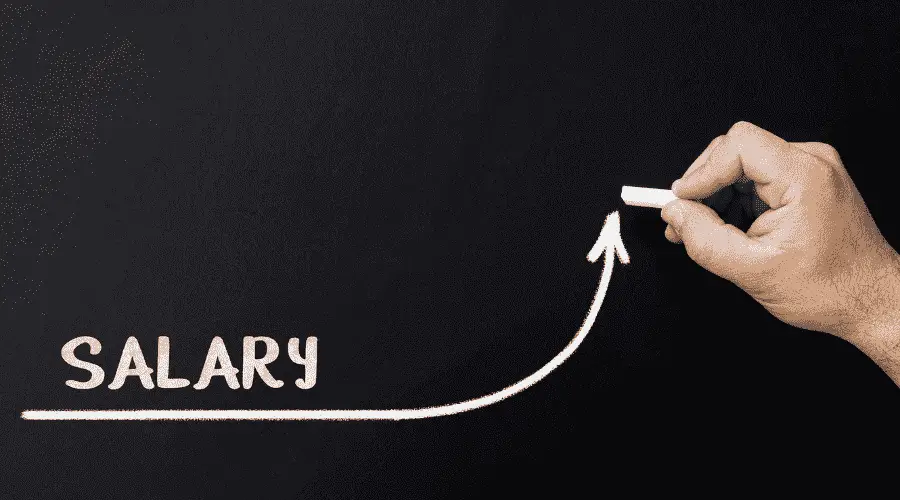 Embedded is a graphic showing chalk on a chalkboard with an arrow pointing up for salary at RSM