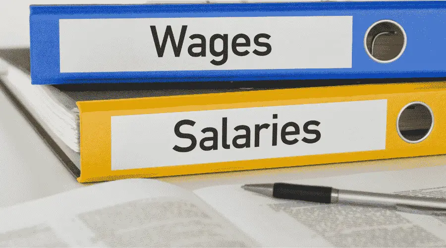 Image embedded of two folders; one labelled wages and the other salaries